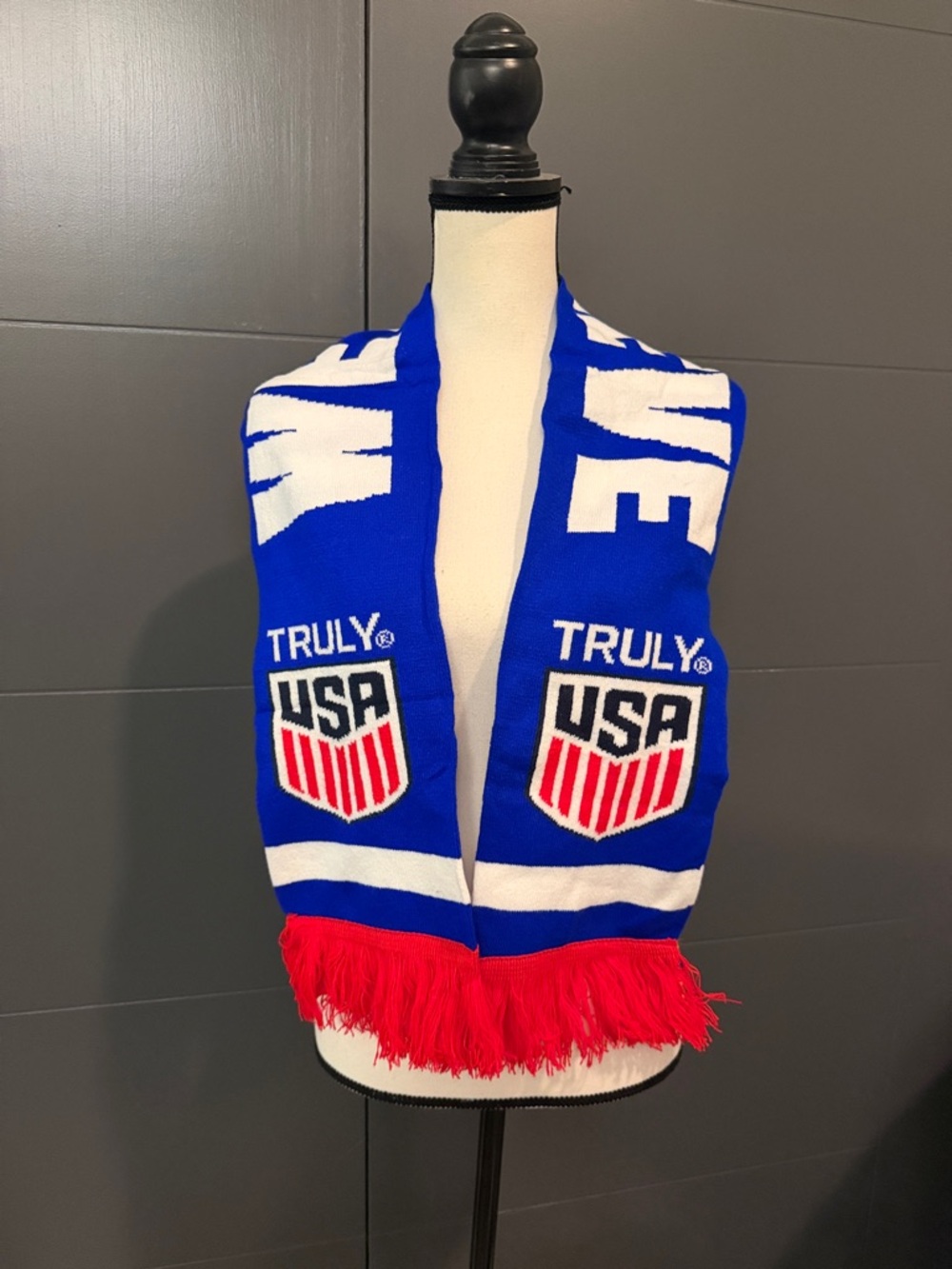 “We Believe” TRULY Blue, White & Red USA Crest Fan Scarf